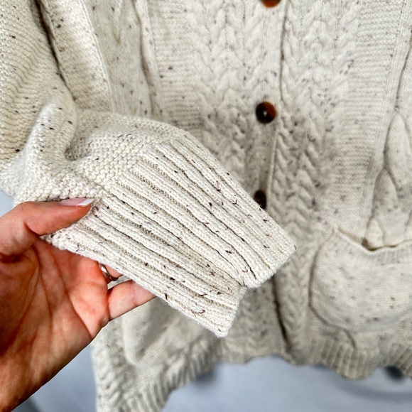 J Jill cozy cable knit long cardigan flecked cotton blend pockets size S - Picture 8 of 10